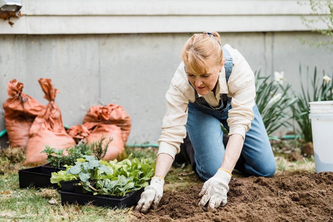 close-up of a woman gardening